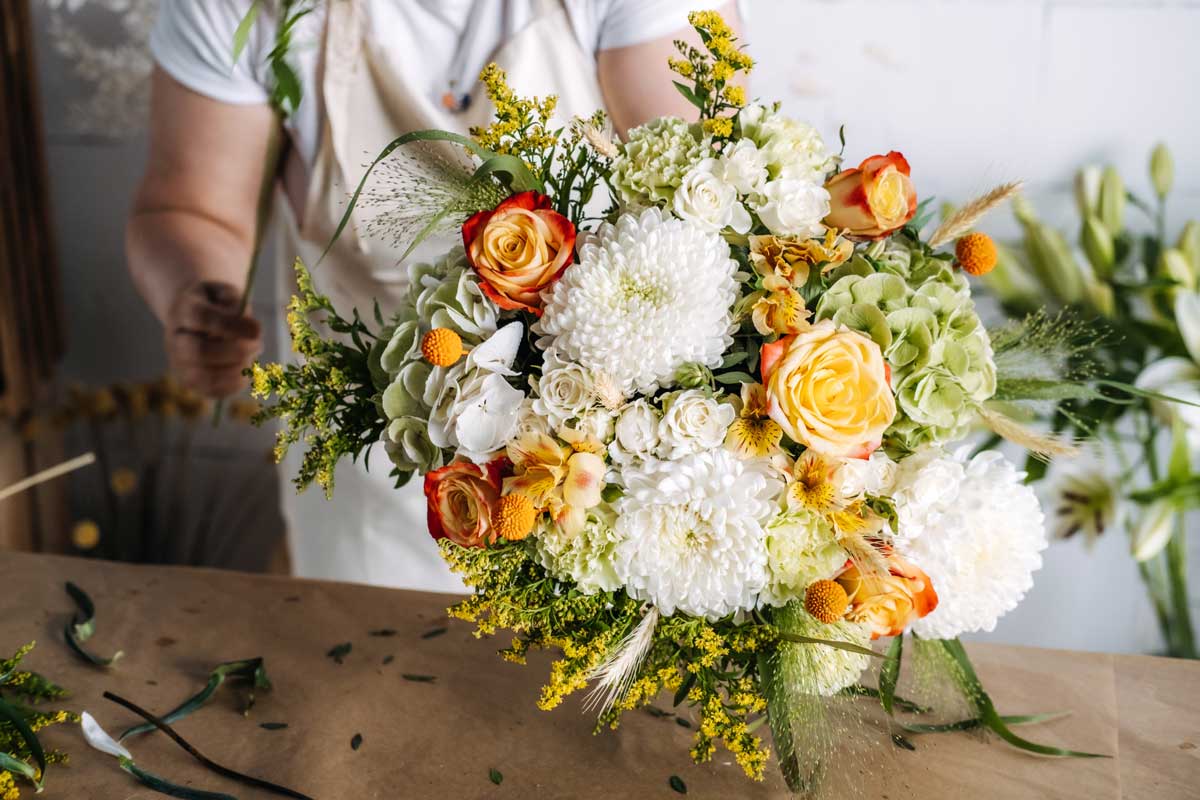 Elegant wedding bouquet with fresh flowers from Salisbury Flower Shop